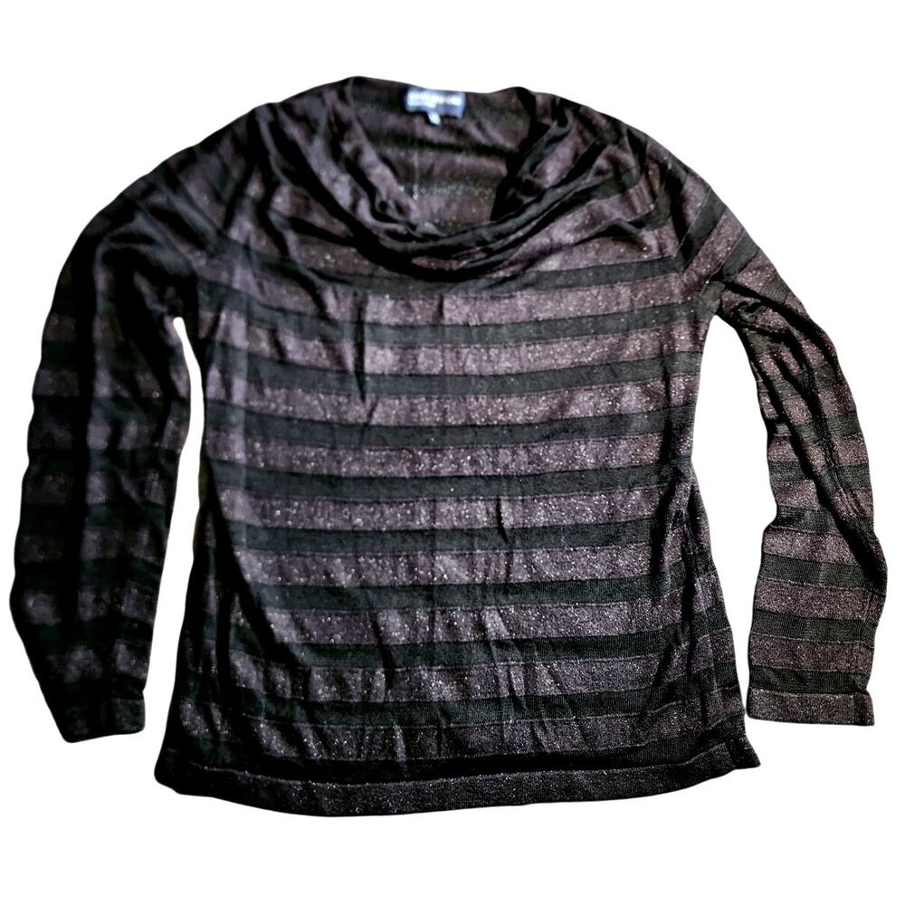 Jones New York Black Striped Sheer Size Large